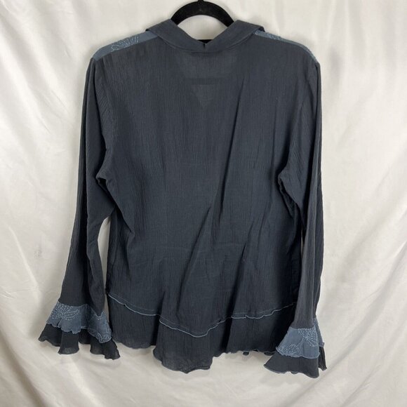 Elisa Cavaletti Lagenlook Boho Flowy Wool-Silk-Blend Blouse Womens Size S - Picture 9 of 13